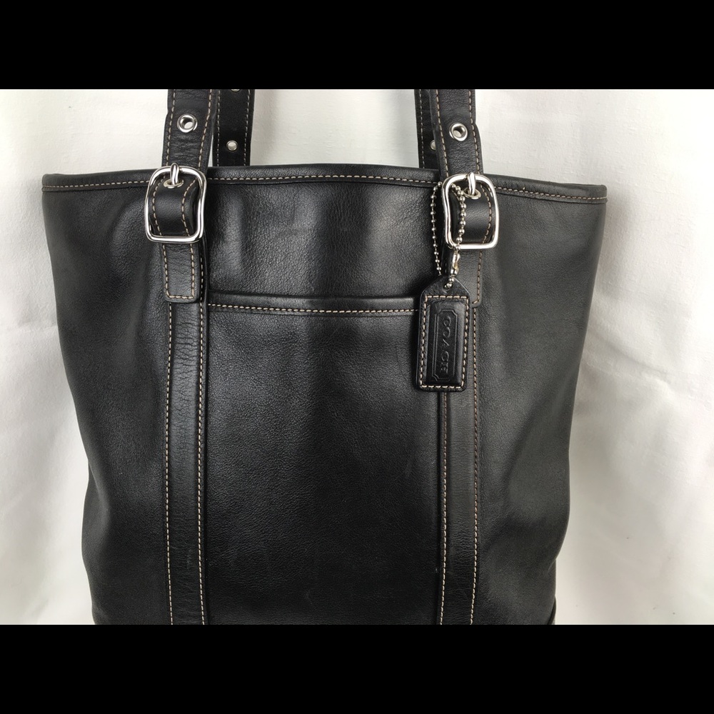 👜Authentic Coach Black Leather Tote/Handbag